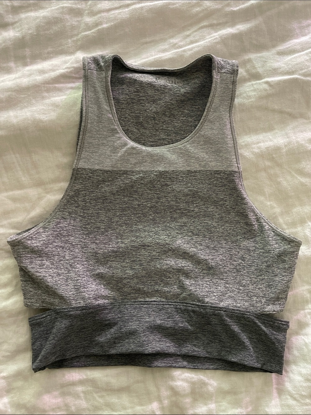 Outdoor Voices Heather Gray High Neck Crop Sports Bra